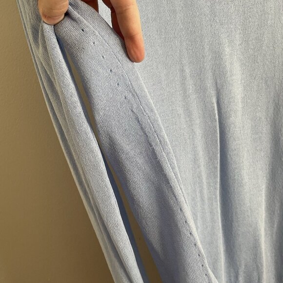 Martha Stewart Collection Women M Light Blue Sheer V-Neck Button Up Cardigan - Picture 10 of 10